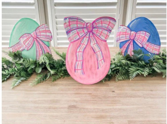 Pink Metal Hand Painted Egg Door Hanger & Centerpiece