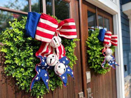 Baseball American Flag Bow- Star Tails 18”