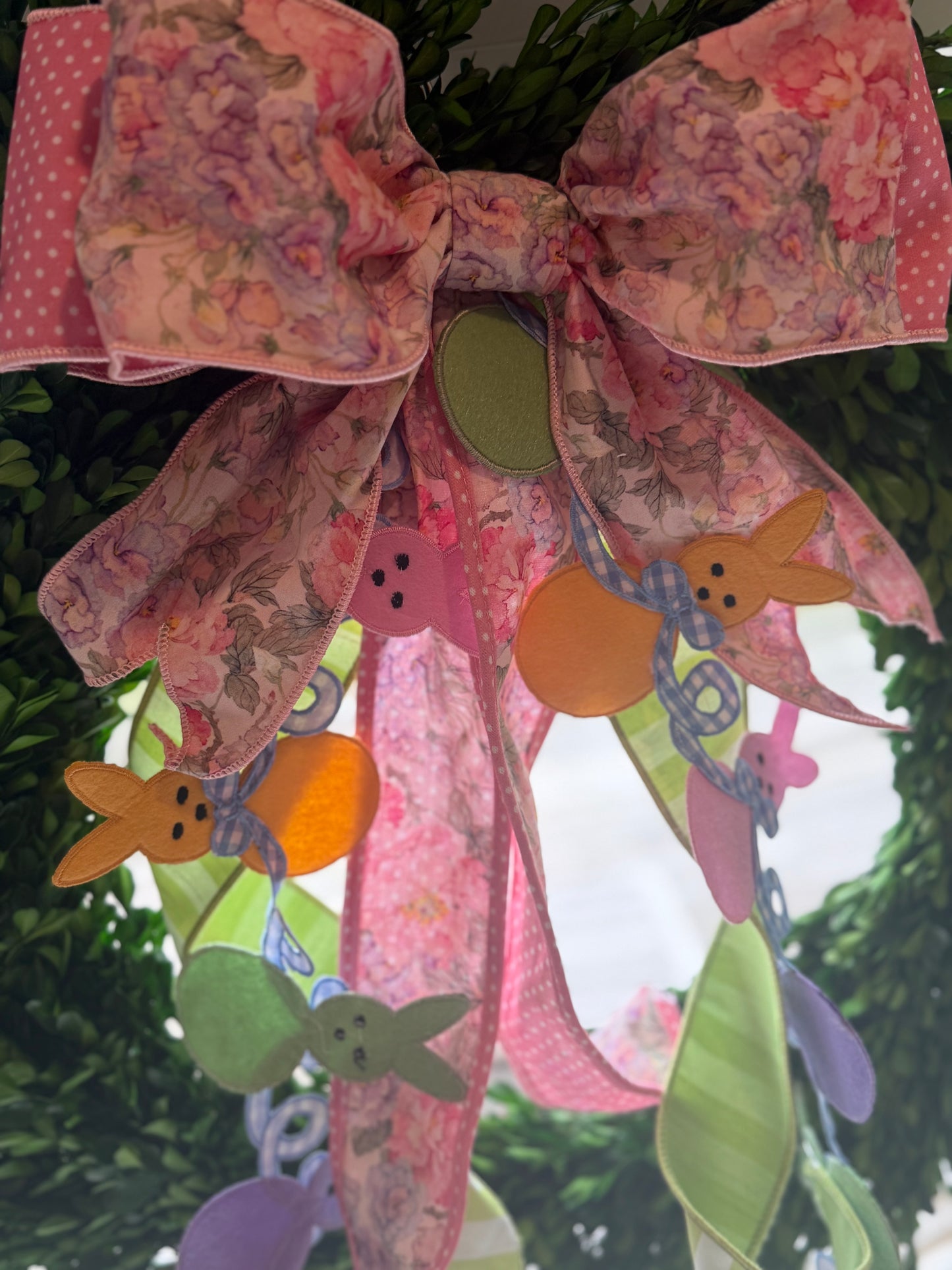 Watercolor Flowers & Pink Polka Dot Bow
