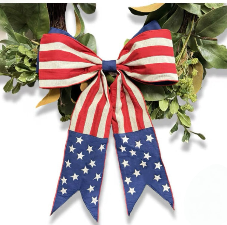 American Flag Bow- Star Tails 18”