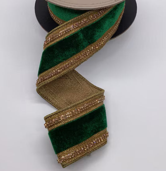 The Demi Hunter Green With Gold Trim Ribbon