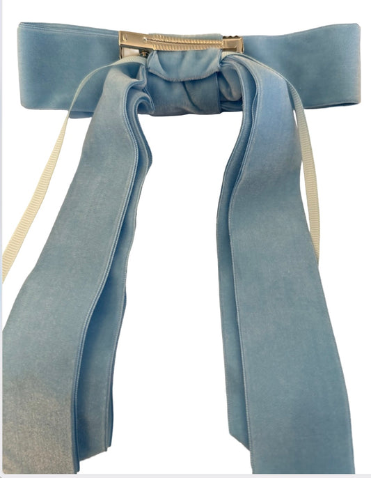 Velvet Embroidered Clip Bow