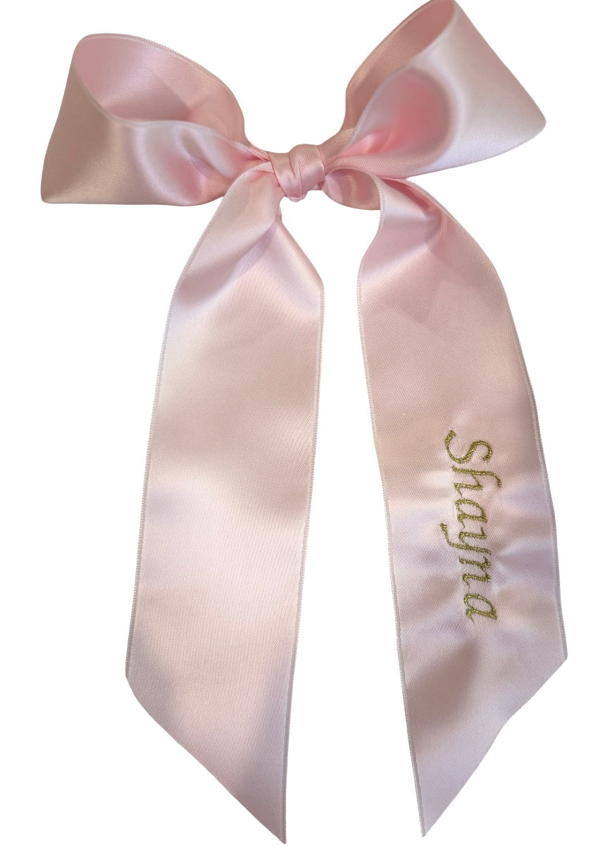 Satin Embroidered Clip Bow