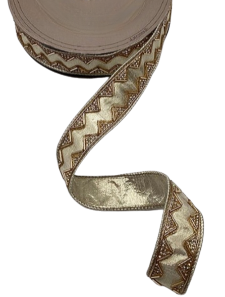 Gold Dupion W/Gold Crystal Art Deco Design