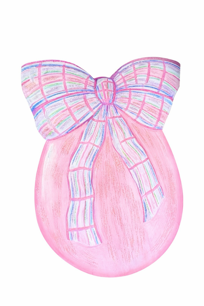 Pink Metal Hand Painted Egg Door Hanger & Centerpiece