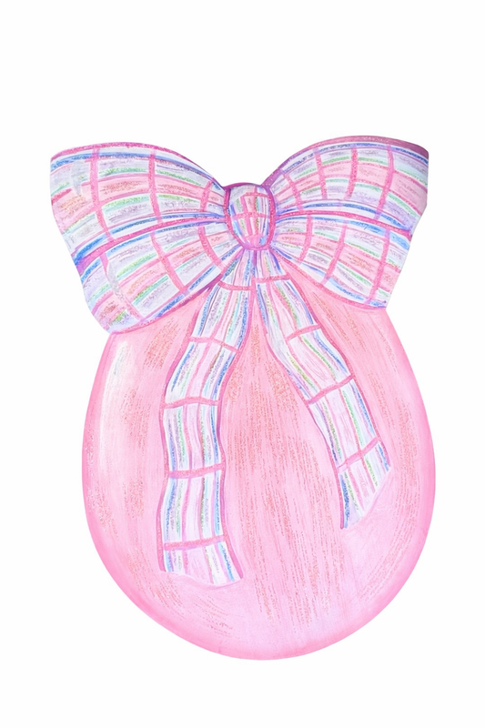 Pink Metal Hand Painted Egg Door Hanger & Centerpiece