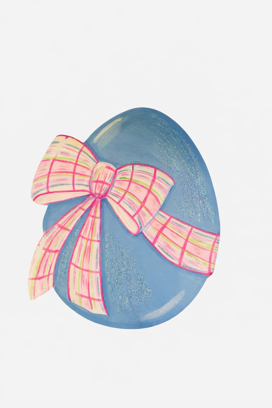 Blue Metal Hand Painted Egg Door Hanger & Centerpiece