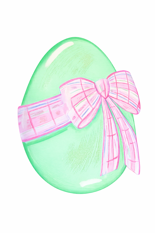 Green Metal Hand Painted Egg Door Hanger & Centerpiece