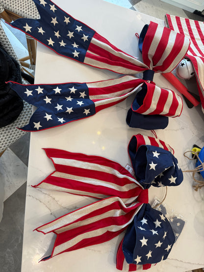 American Flag Bow- Star Tails 18”