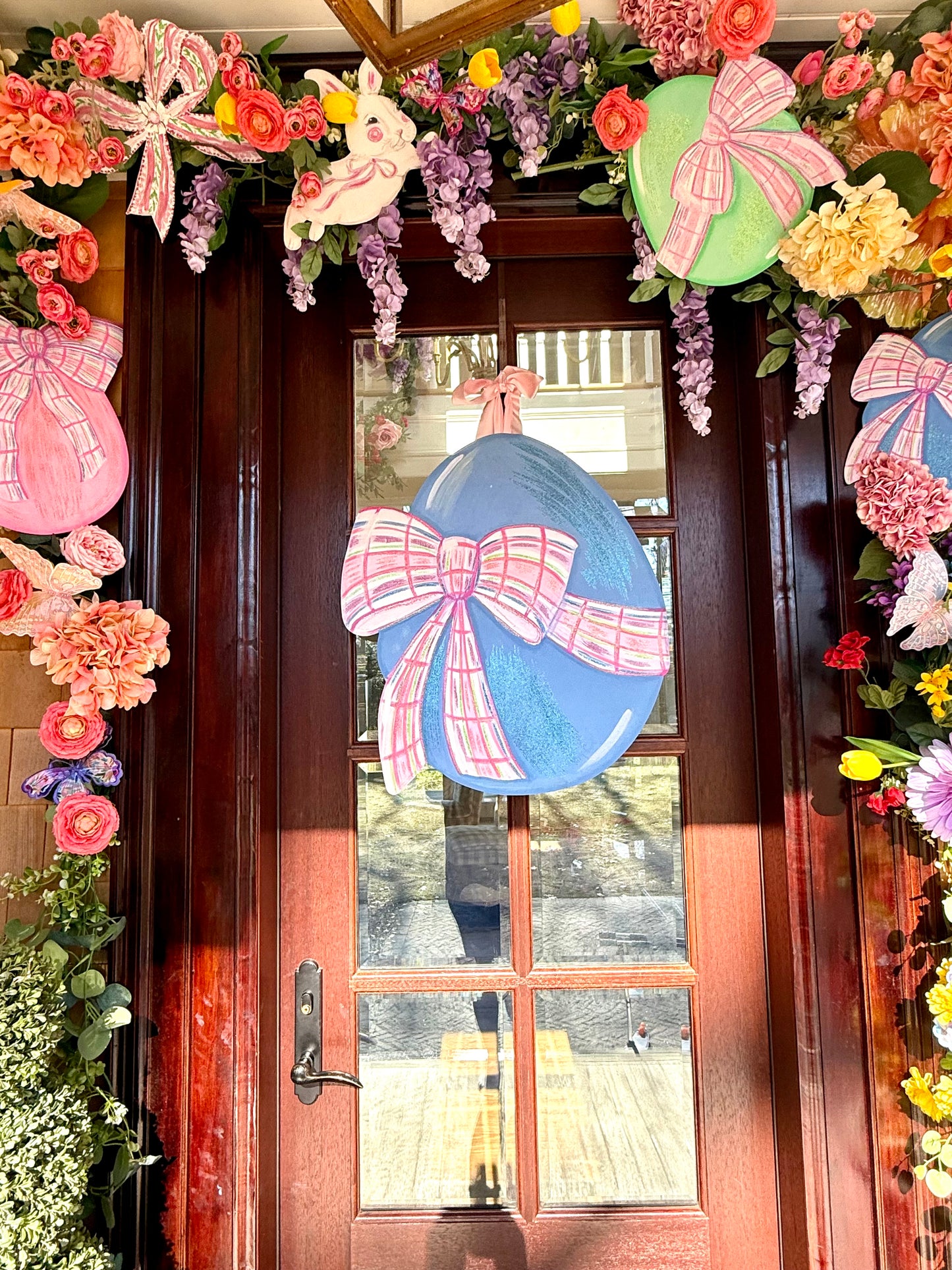 Blue Metal Hand Painted Egg Door Hanger & Centerpiece