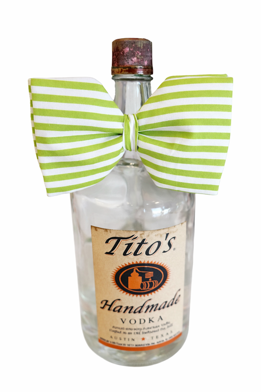 Luxe Green Stripe Bottle Bow