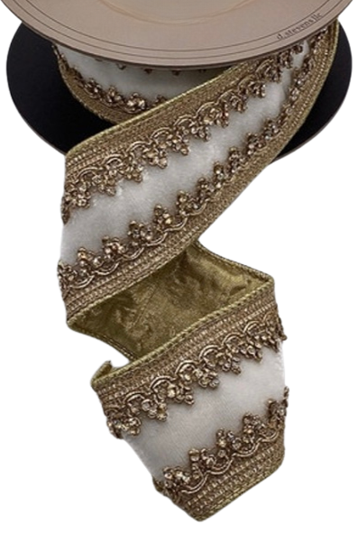 Demi White Velvet With Gold Crystal Royal Trim