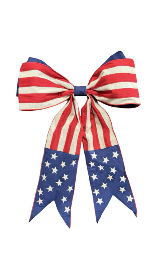 American Flag Bow- Star Tails 18”
