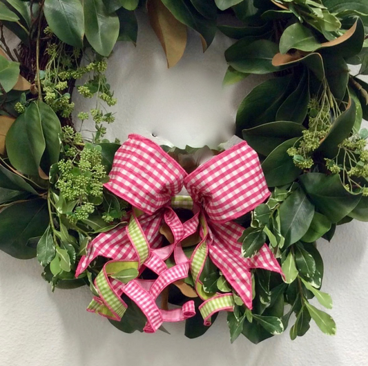 Pink & Green Gingham Bow