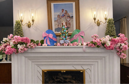 Pink Metal Hand Painted Egg Door Hanger & Centerpiece