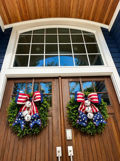 Baseball American Flag Bow- Star Tails 18”