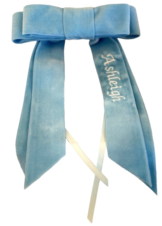 Velvet Embroidered Clip Bow