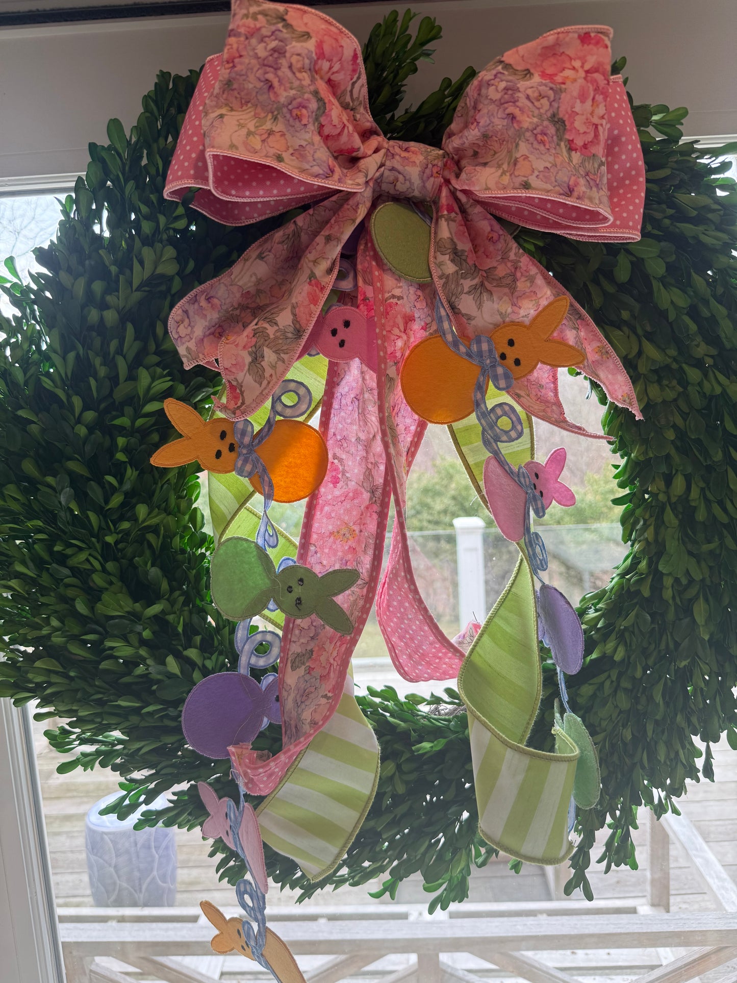 Watercolor Flowers & Pink Polka Dot Bow