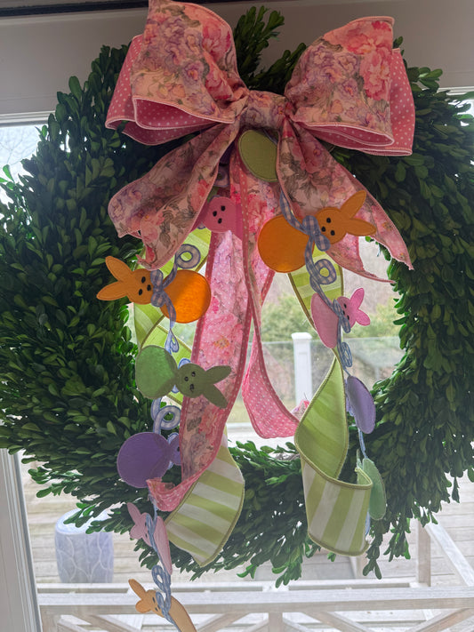 Watercolor Flowers & Pink Polka Dot Bow