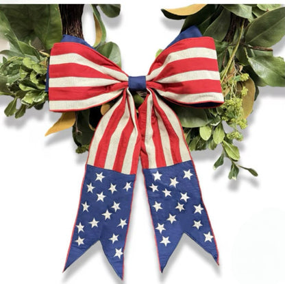 American Flag Bow- Star Tails 18”