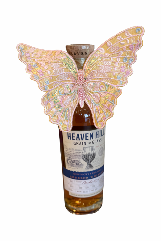 Yellow Embroidered Butterfly Bottle Necklace