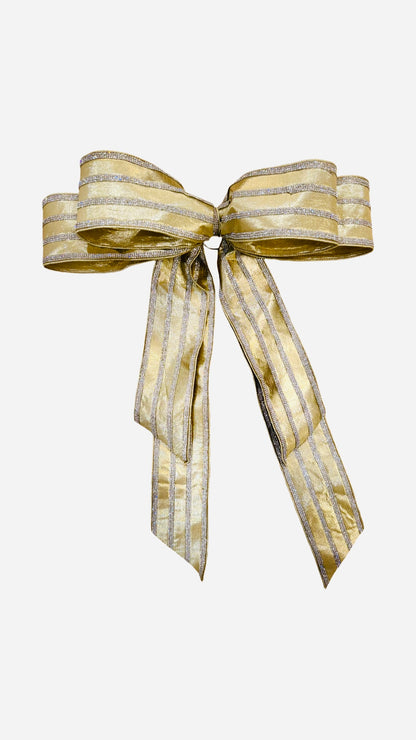 Gold Metallic Dupion Ribbon With Crystal Stripes