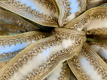 Demi White Velvet With Gold Crystal Royal Trim