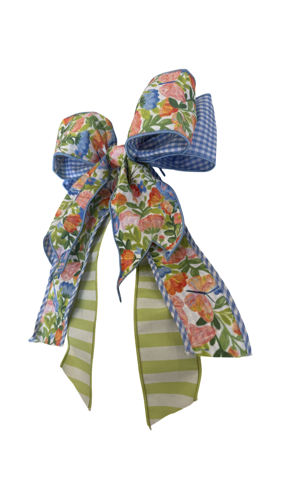 Blue Watercolor Flowers & Blue Gingham Bow
