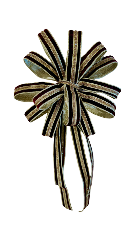 Demi Burgundy Velvet Bow w/ Gold Embroidered Crystal trim