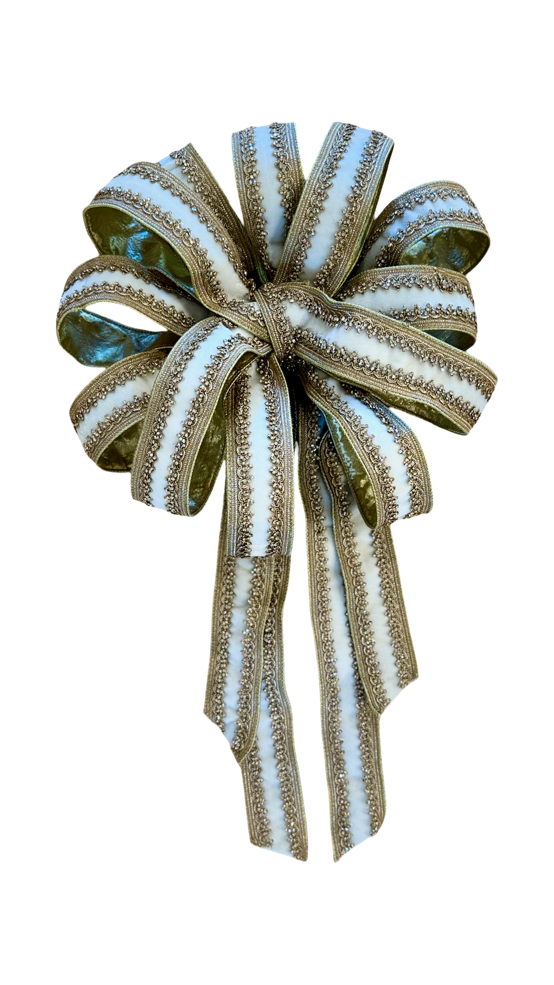 Demi White Velvet With Gold Crystal Royal Trim