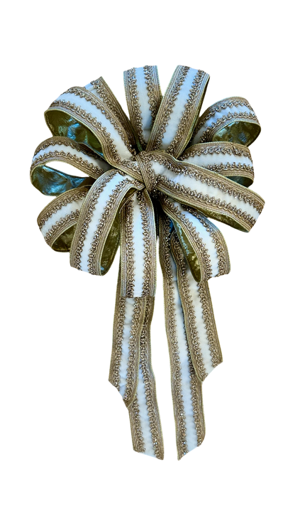 Demi White Velvet With Gold Crystal Royal Trim