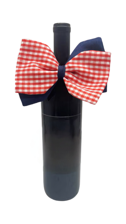 Gingham American Flag Wine Bows