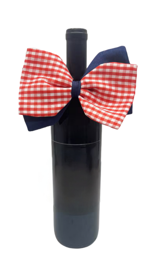 Gingham American Flag Wine Bows