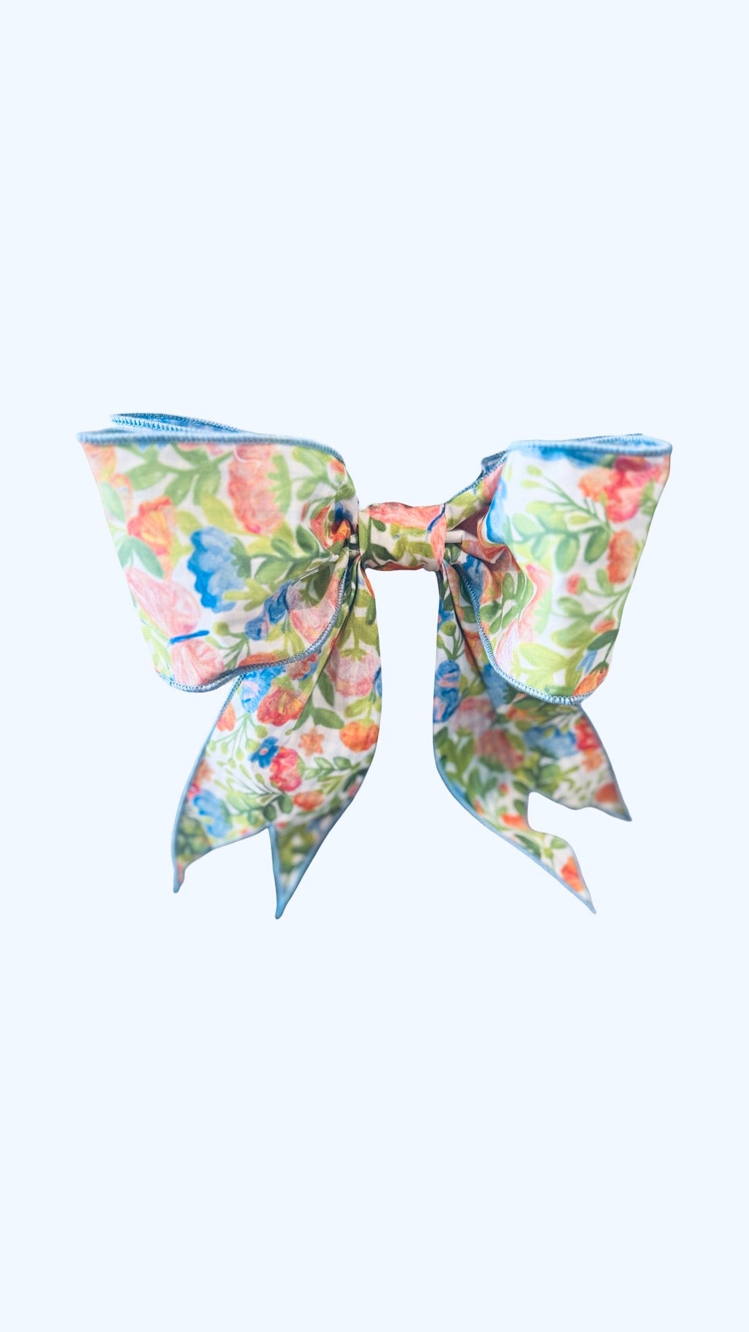Blue Watercolor Flowers & Blue Gingham Bow