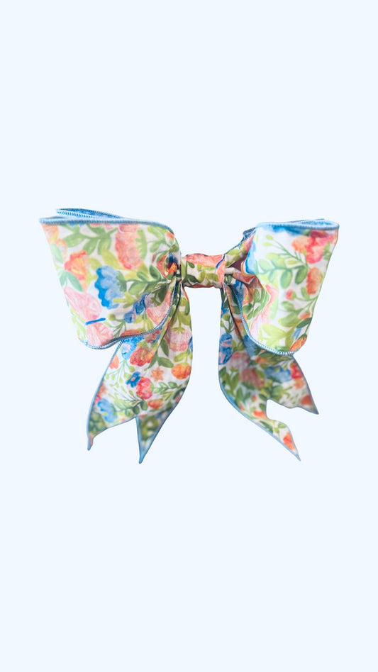 Blue Watercolor Flowers & Blue Gingham Bow