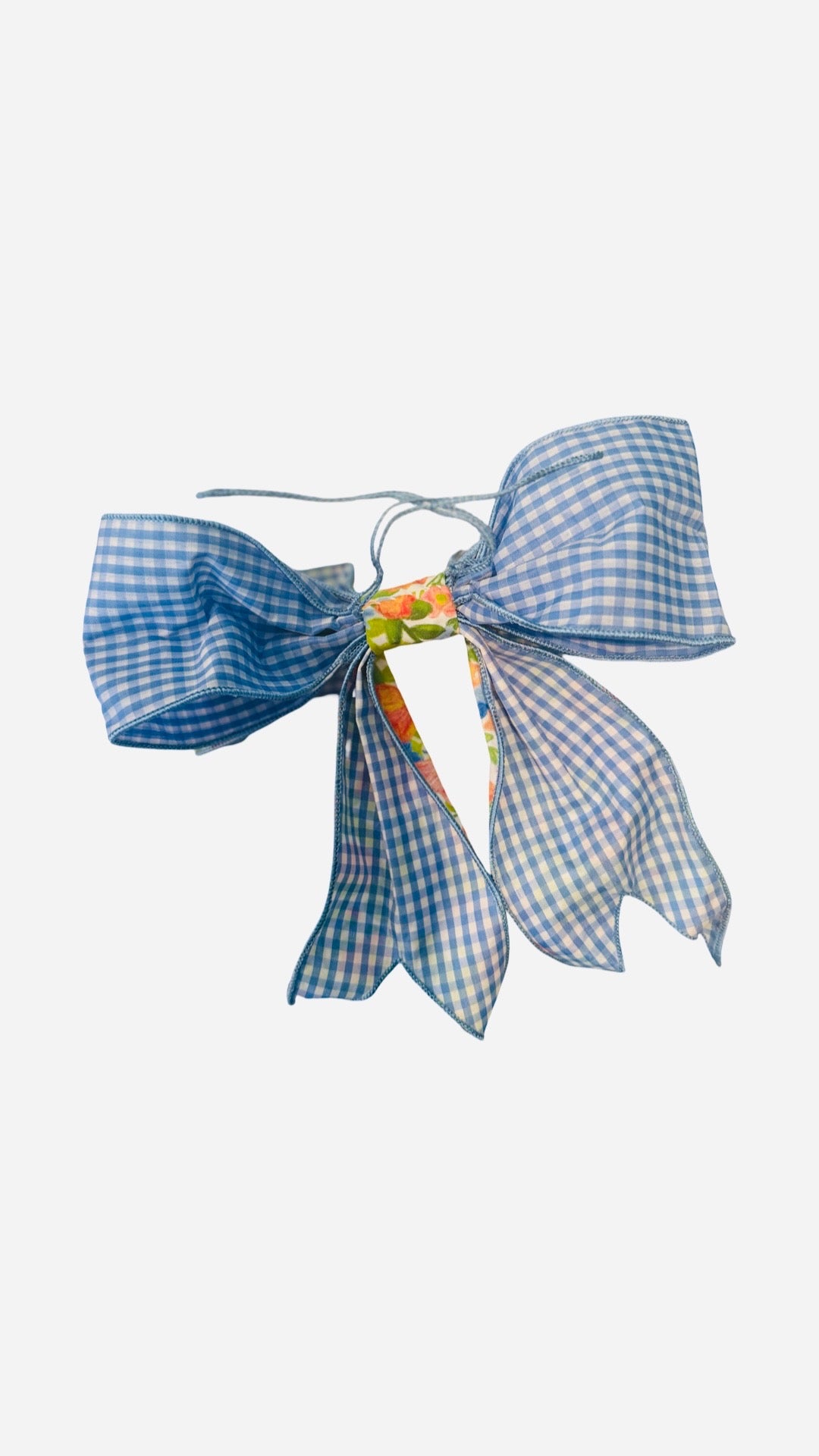 Blue Watercolor Flowers & Blue Gingham Bow