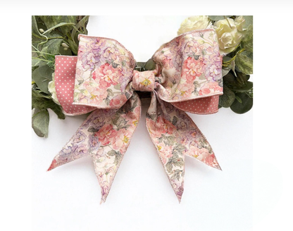 Watercolor Flowers & Pink Polka Dot Bow