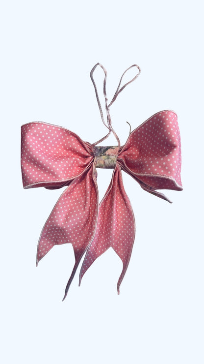 Watercolor Flowers & Pink Polka Dot Bow