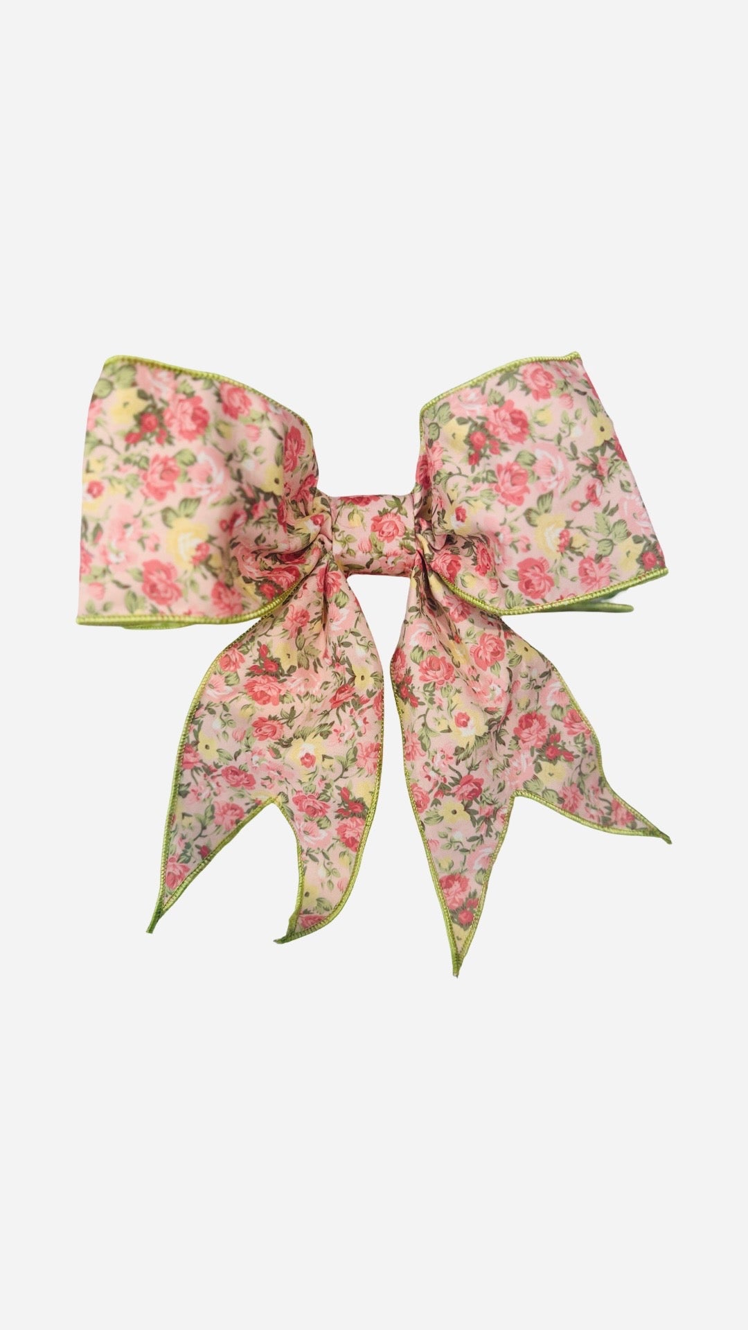 Watercolor Flowers & Green Gingham Bow