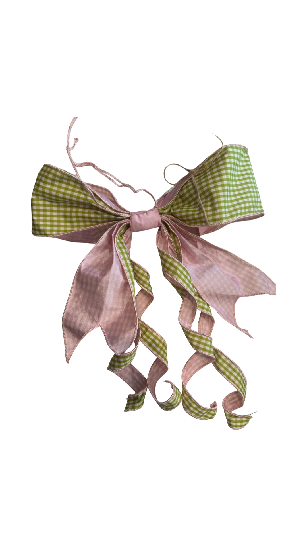 Green & Pink Gingham Bow