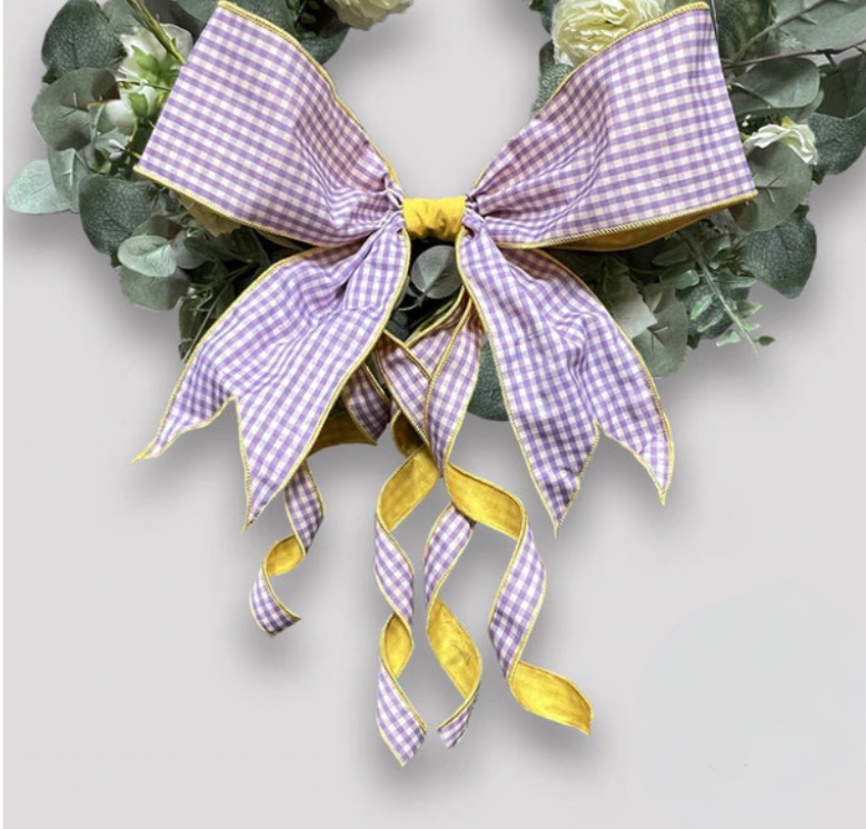 Purple & Yellow Gingham Bow