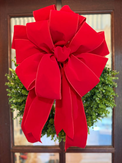 Classic Red Velvet Holiday Outdoor Bow