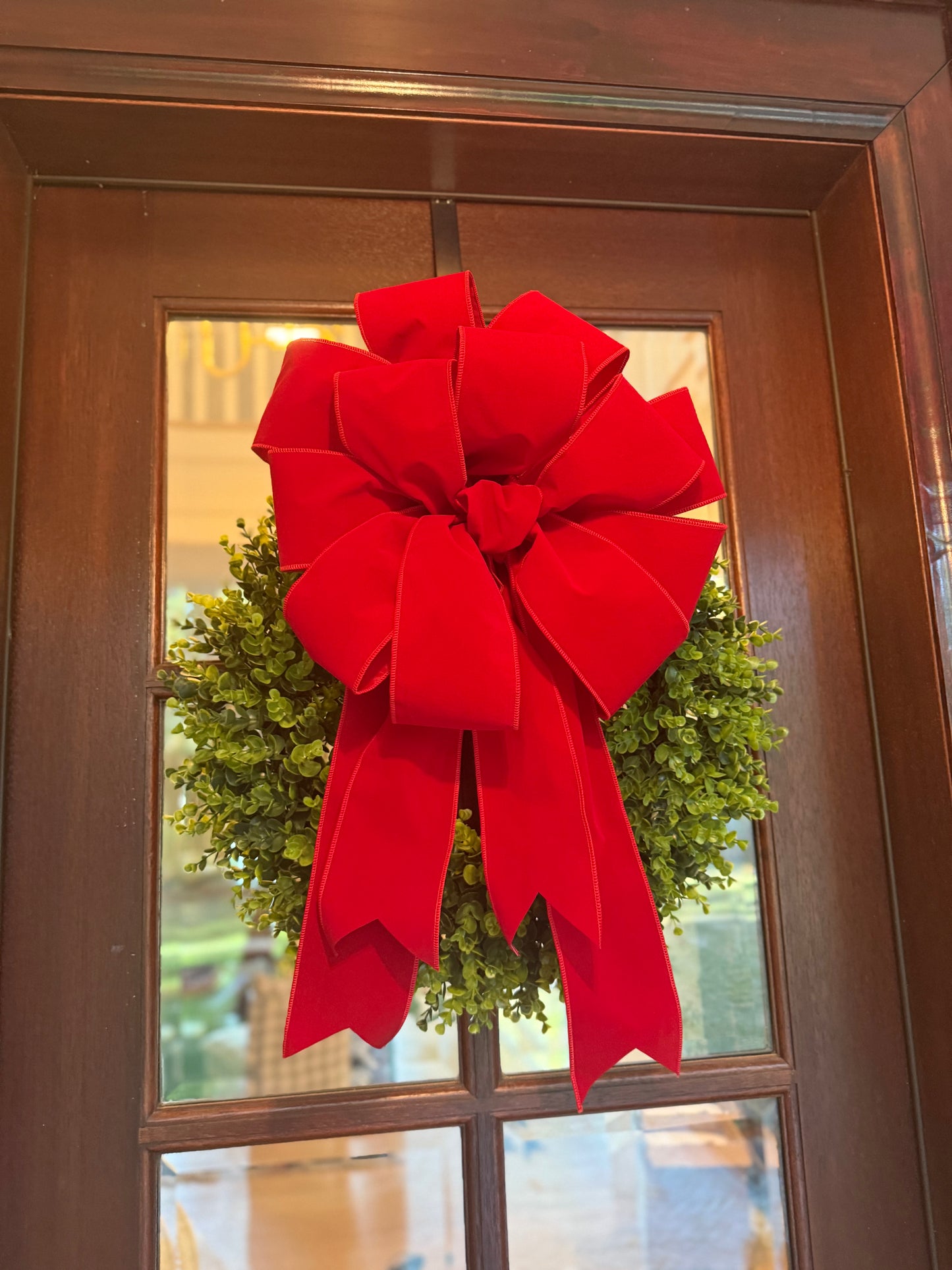 Classic Red Velvet Holiday Outdoor Bow