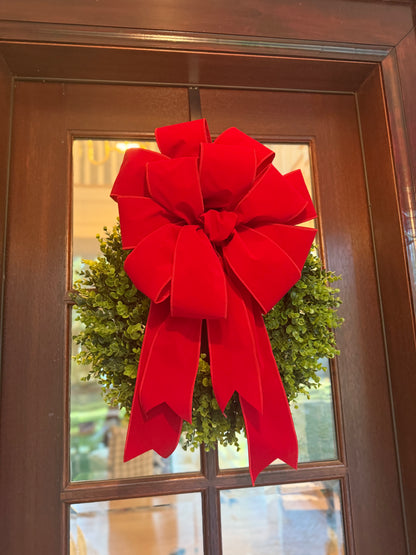Classic Red Velvet Holiday Outdoor Bow