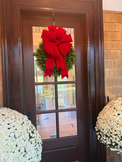Classic Red Velvet Holiday Outdoor Bow